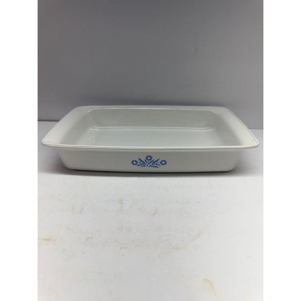 Vintage Corning Ware Cornflower Blue P-21-B 13x9 Rectangular Roaster Pan White